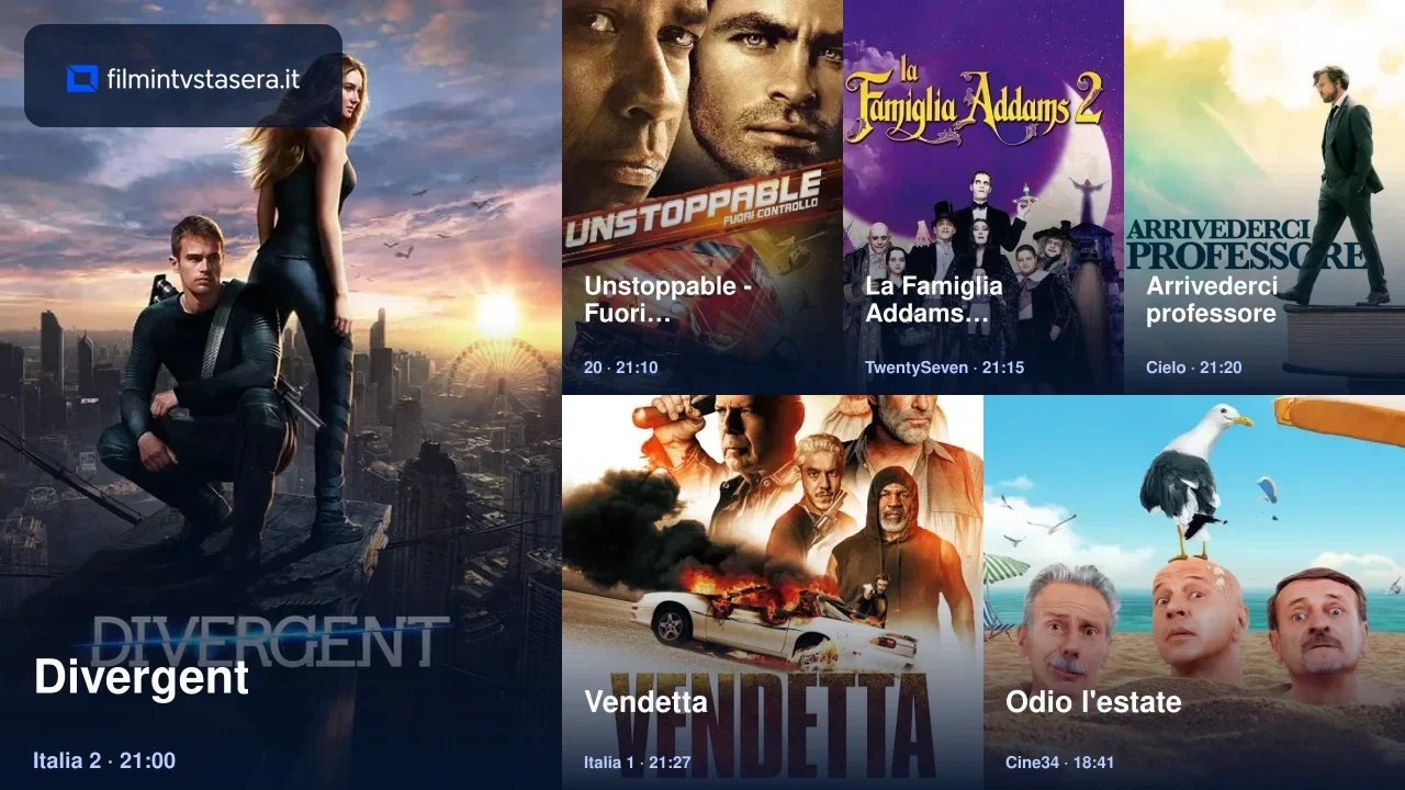 Selezione dei film in TV stasera